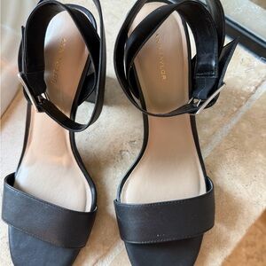 Ann Taylor Black Ankle-Strap Block Heels